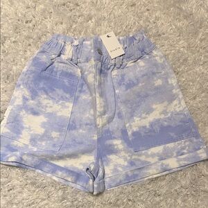 Elodie High Waist Blue and White Women's Shorts size small NWT